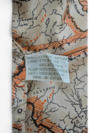 JAKE & IPI American Weekend leather jacket lining with a map print of the Great Lakes region and material composition label.