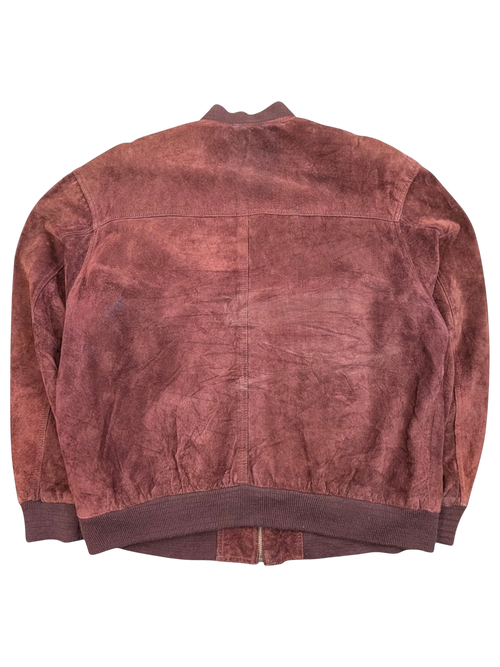 JAKE & IPI Angelo Litrico brown suede bomber jacket with ribbed cuffs and hem.