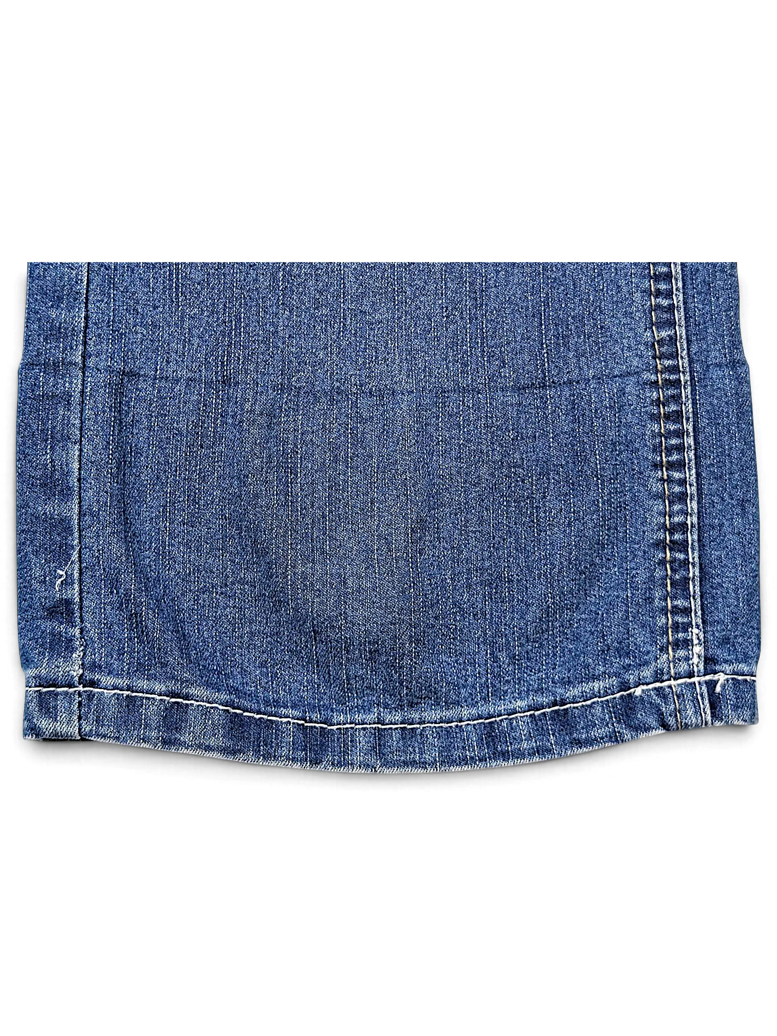 JAKE & IPI Angels Y2K jeans featuring dark blue denim fabric with visible contrast stitching on the hem and pocket.