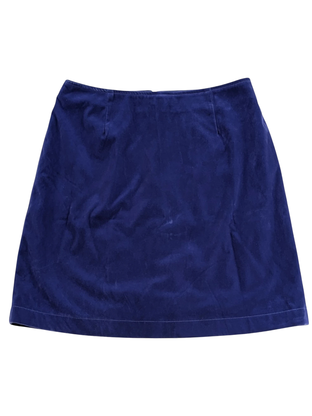 JAKE & IPI vintage Armani Jeans cobalt blue A-line mini skirt, stretch technical fabric, back zip, patch pocket detail. IT 42.