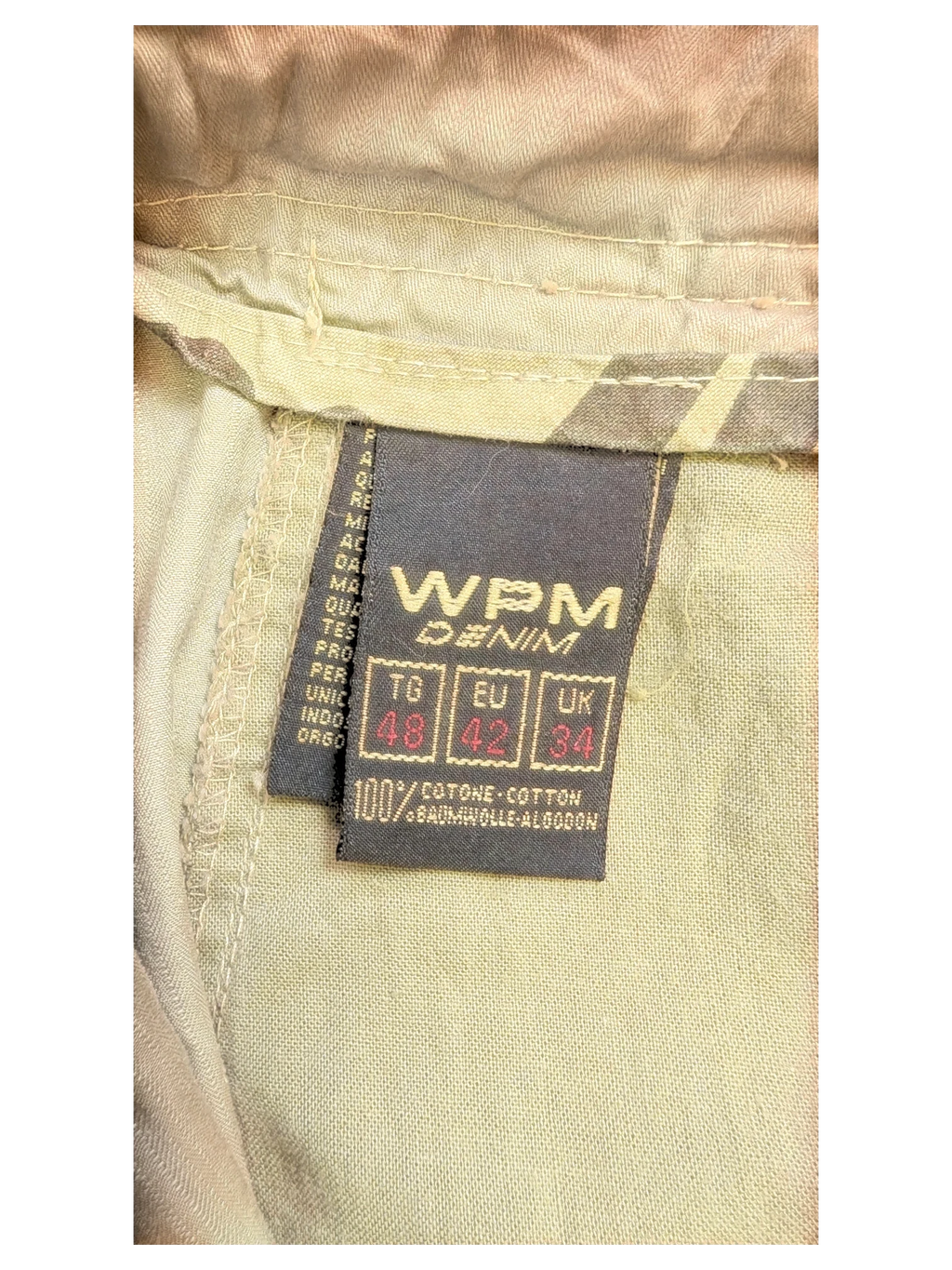 JAKE & IPI WPM DENIM cargo pants in beige cotton, size EU 42.
