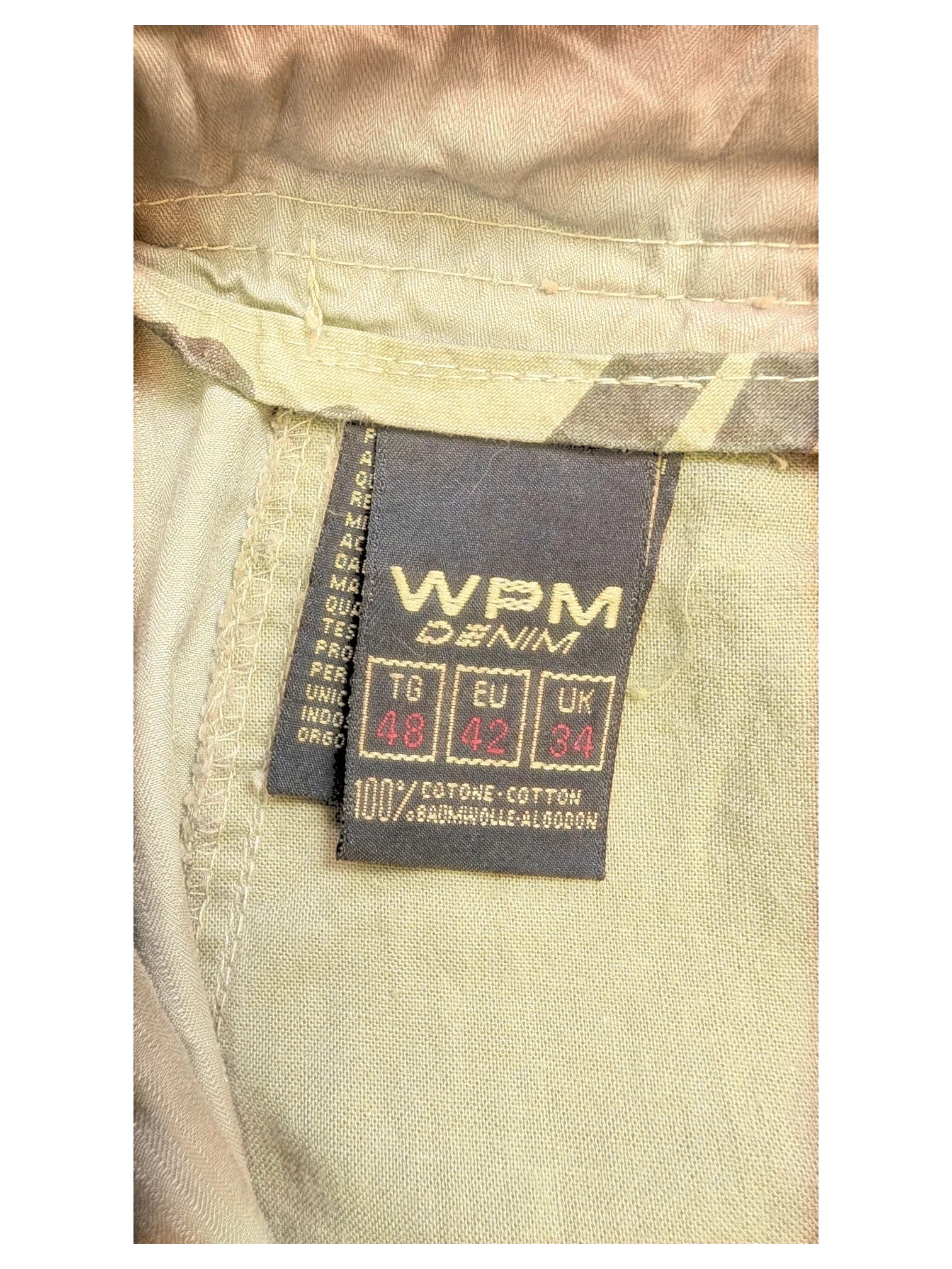 JAKE & IPI WPM DENIM cargo pants in beige cotton, size EU 42.