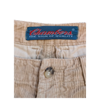 JAKE & IPI beige corduroy cargo pants with button closure and Chambers brand tag.
