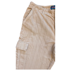 JAKE & IPI beige corduroy cargo pants with side pockets and belt loops.