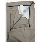 JAKE & IPI vintage beige stretch-cotton pleated trousers with zipper fly and interior care label detail
