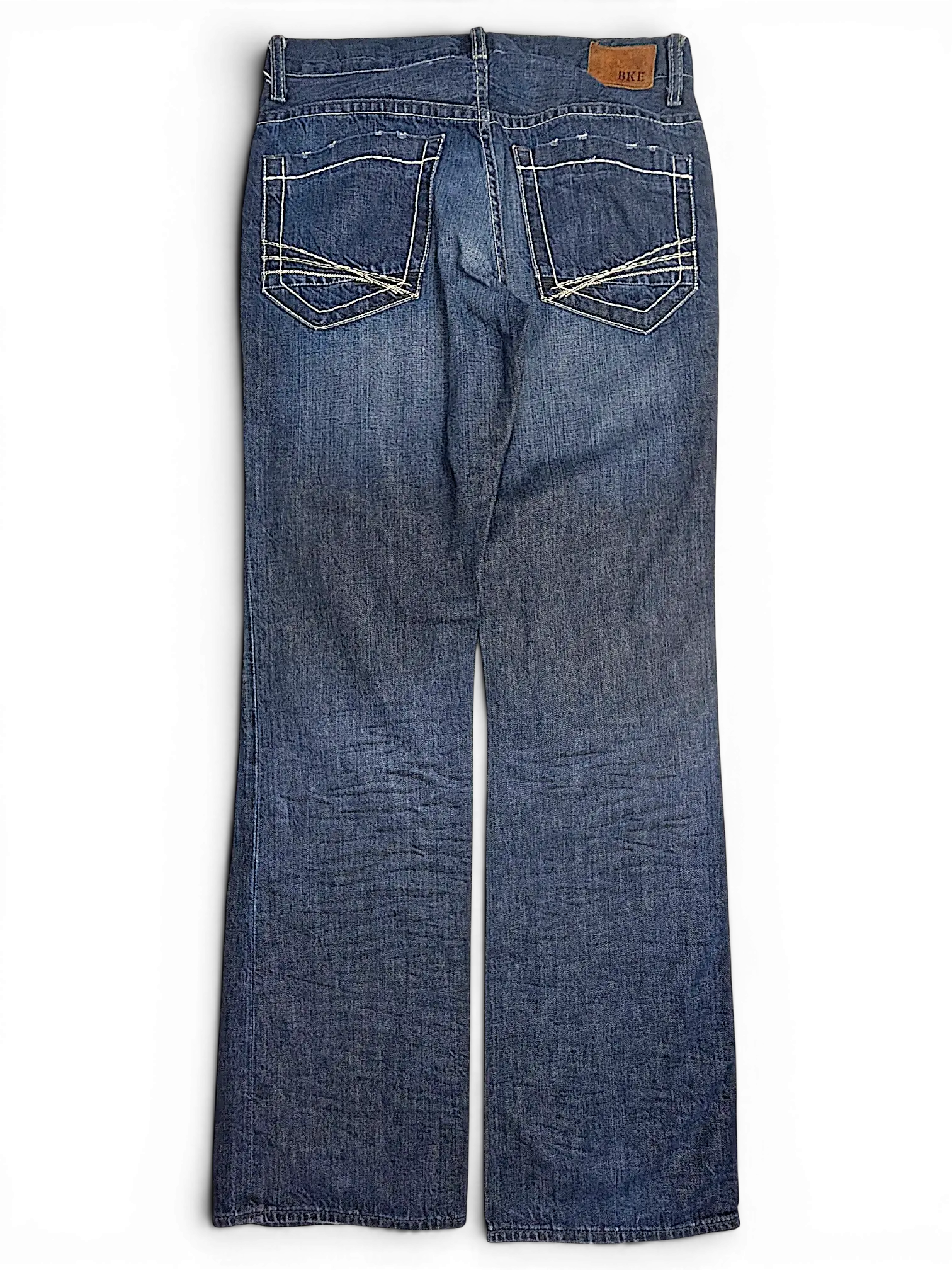 JAKE & IPI BKE Denim Carter 30L dark wash jeans featuring back pockets with decorative white stitching