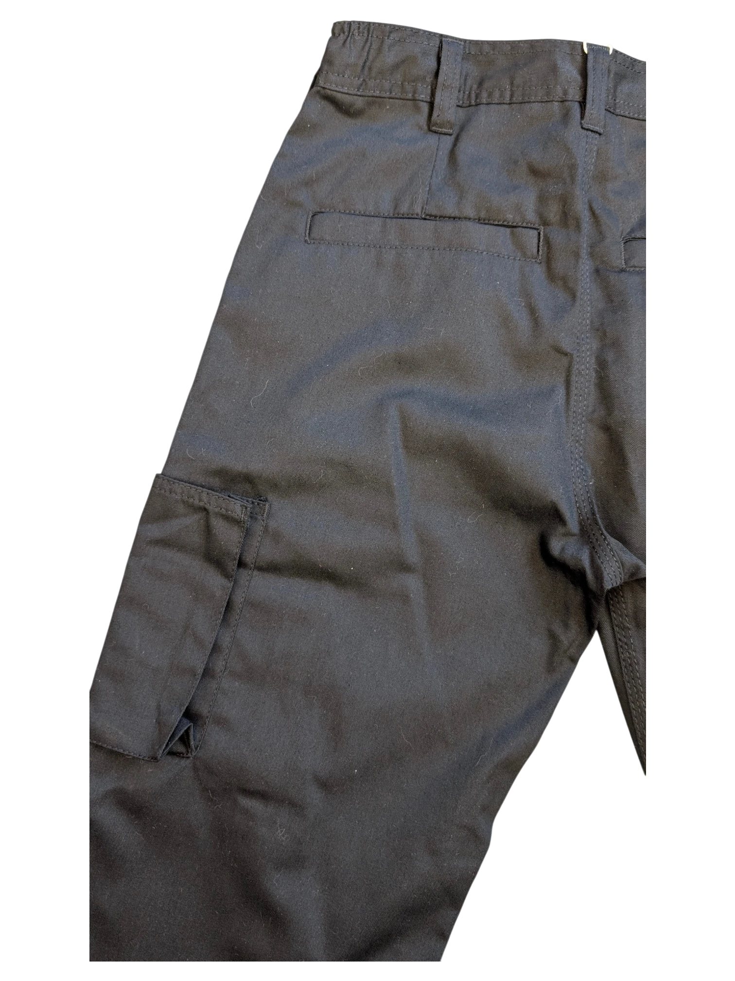 JAKE & IPI black cotton cargo pants with multiple pockets and belt loops.