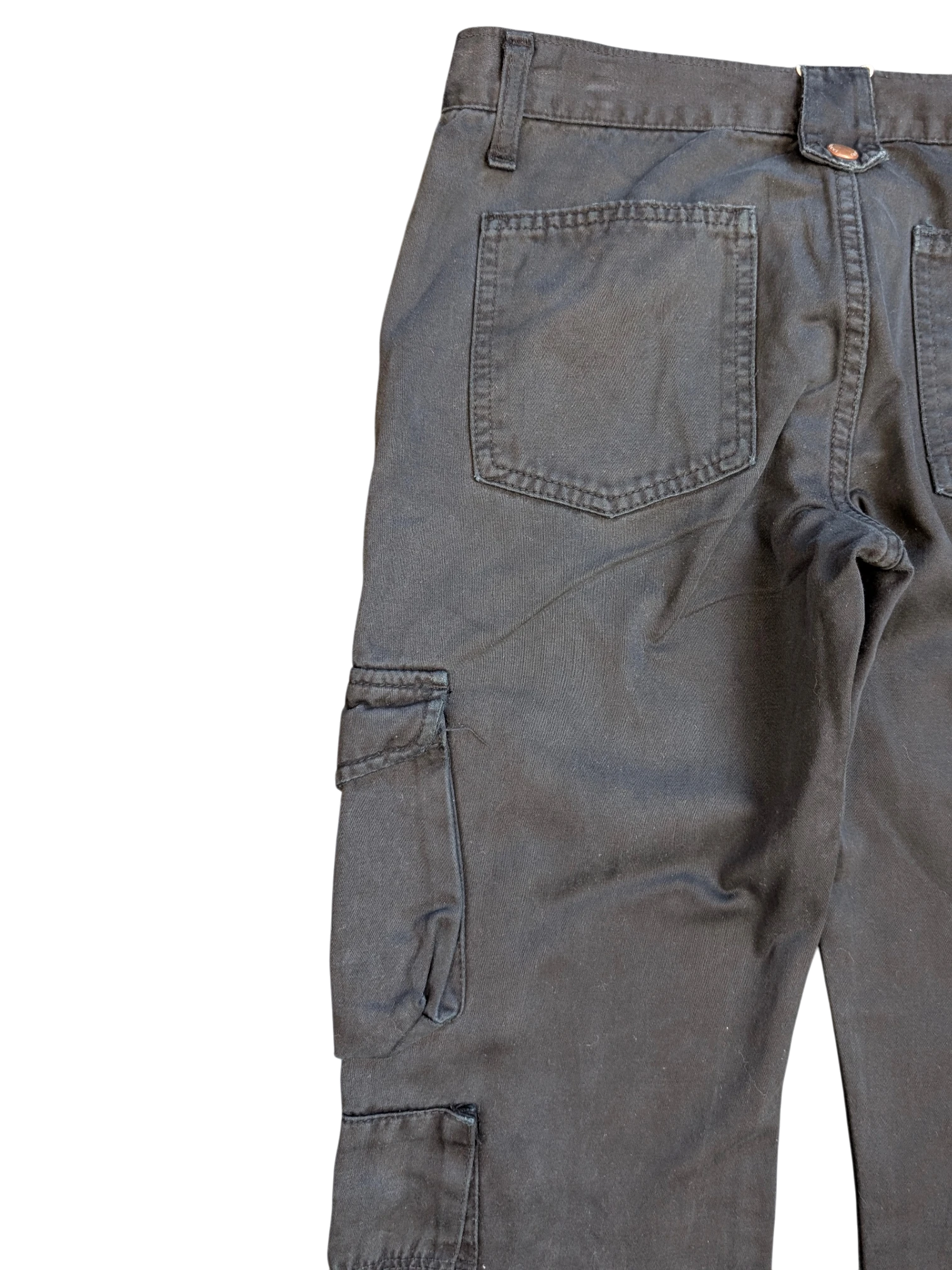 JAKE & IPI black cotton cargo pants with multiple pockets and button closure. Size IT 27.