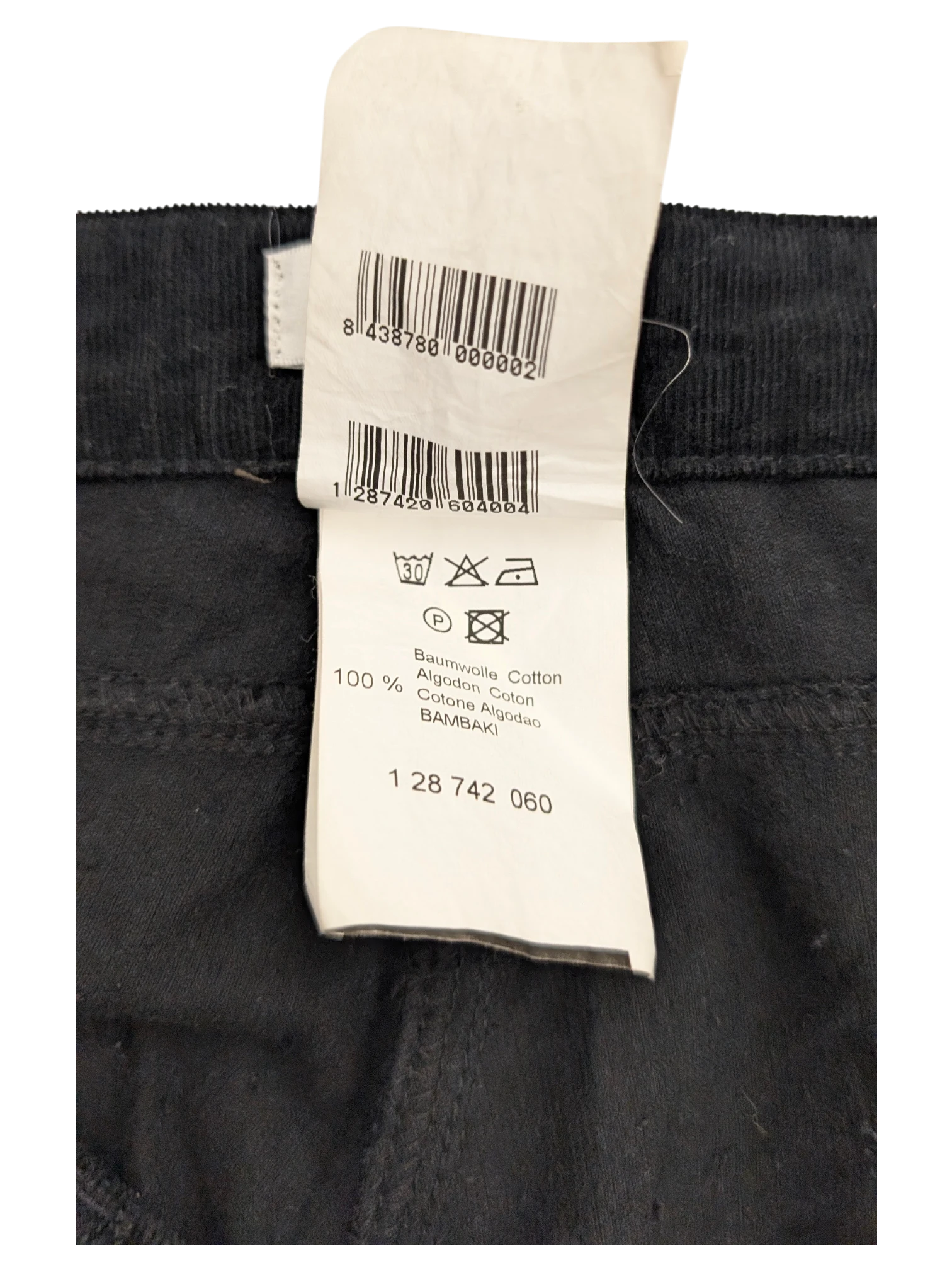 JAKE & IPI black corduroy cargo pants, 100% cotton, size 38