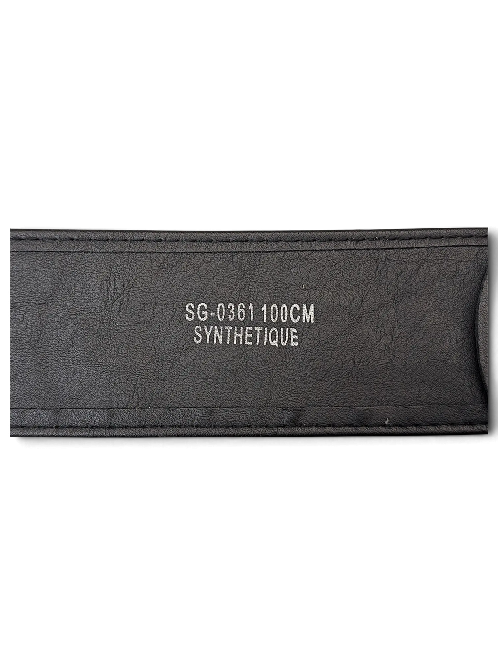 JAKE & IPI black wide faux leather belt interior with 100cm size and synthetic material label