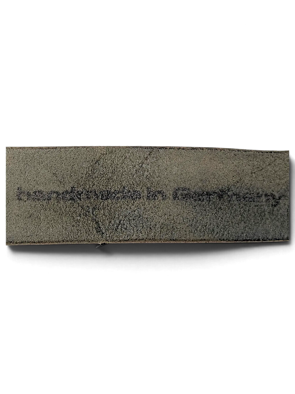 JAKE & IPI black leather belt featuring a handmade in Germany stamp on the textured inner surface