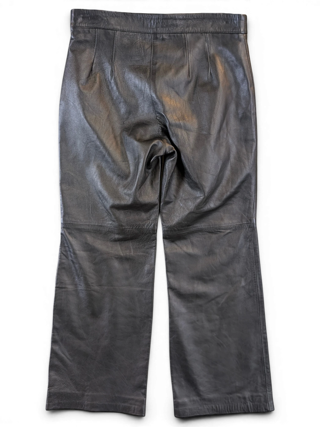 JAKE & IPI Compagnia Italiana black suede leather pants with a high-waisted tailored fit and straight leg cut.