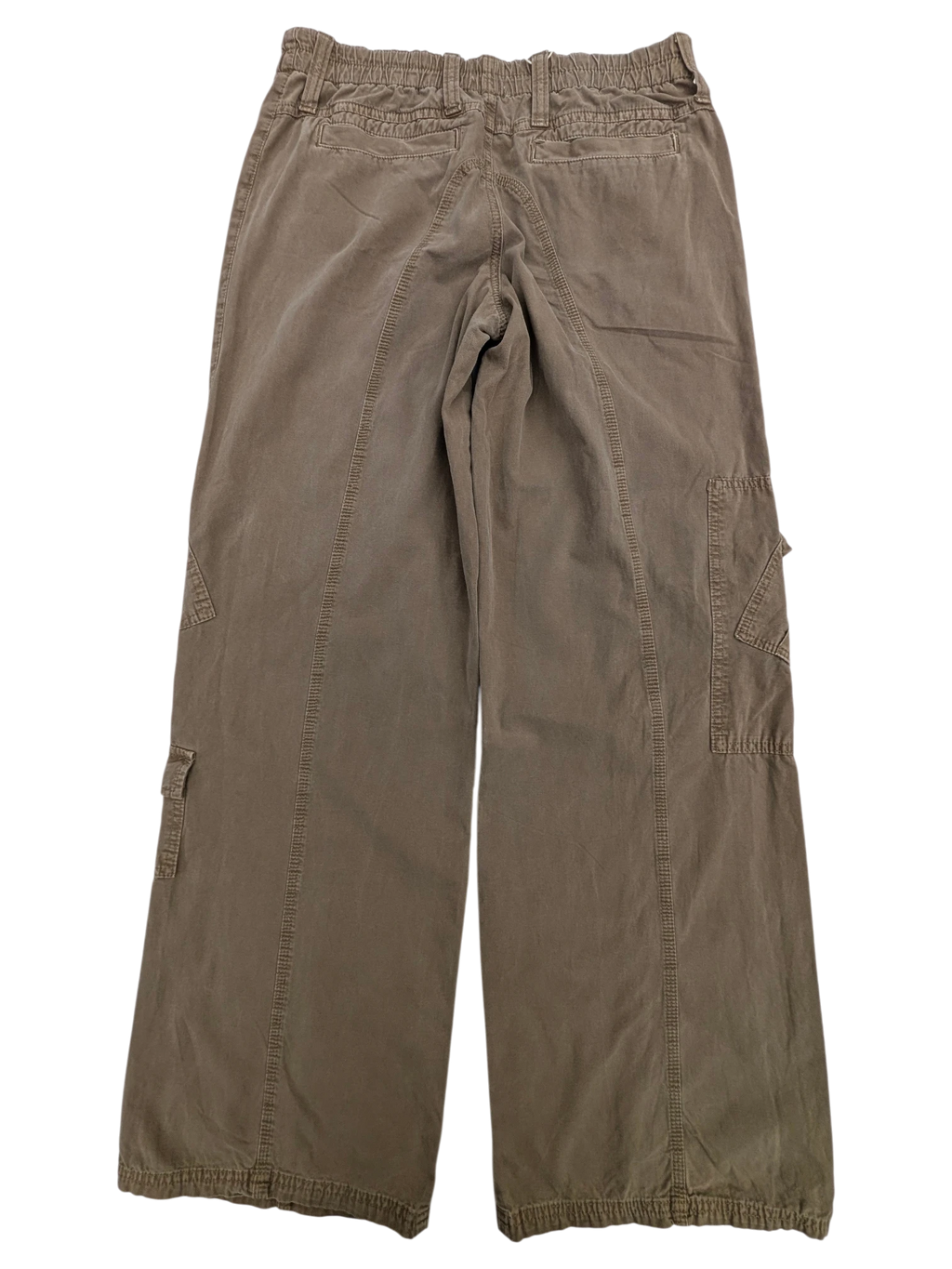 JAKE & IPI brown Y2K cargo pants with elastic waistband and multiple pockets. Cotton blend.