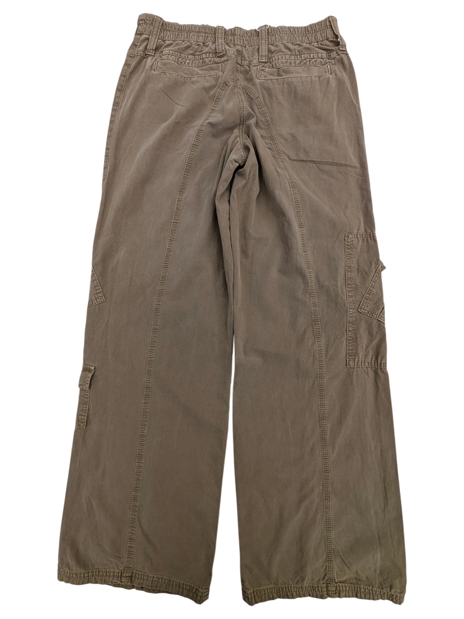 JAKE & IPI brown Y2K cargo pants with elastic waistband and multiple pockets. Cotton blend.