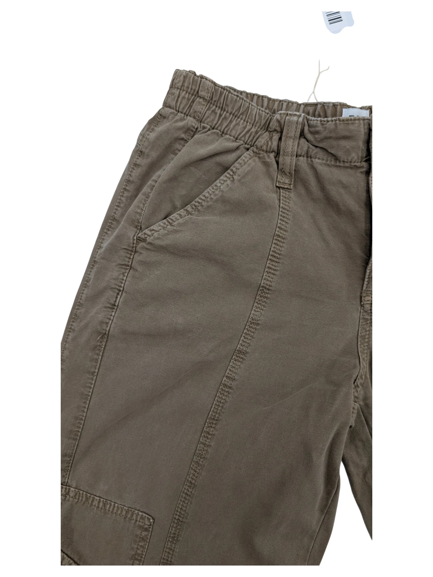 JAKE & IPI brown cotton cargo pants with elastic waistband and utility pockets. Y2K style.
