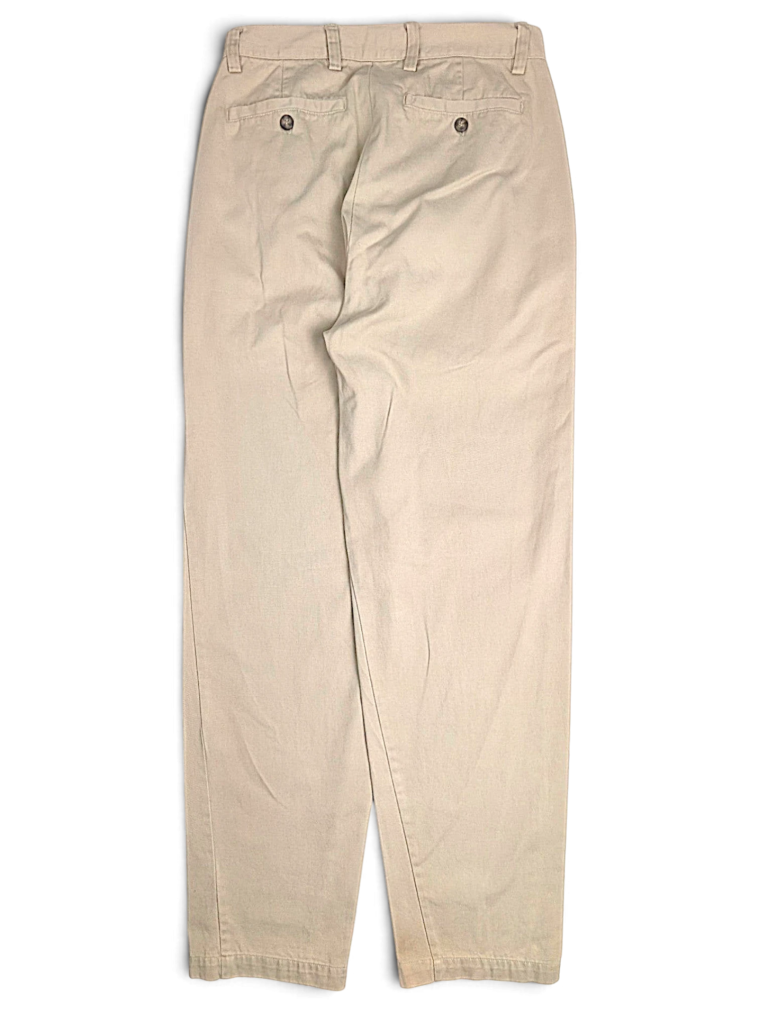 JAKE & IPI Cedarwood State beige cotton straight leg chinos, back view showing buttoned pockets.