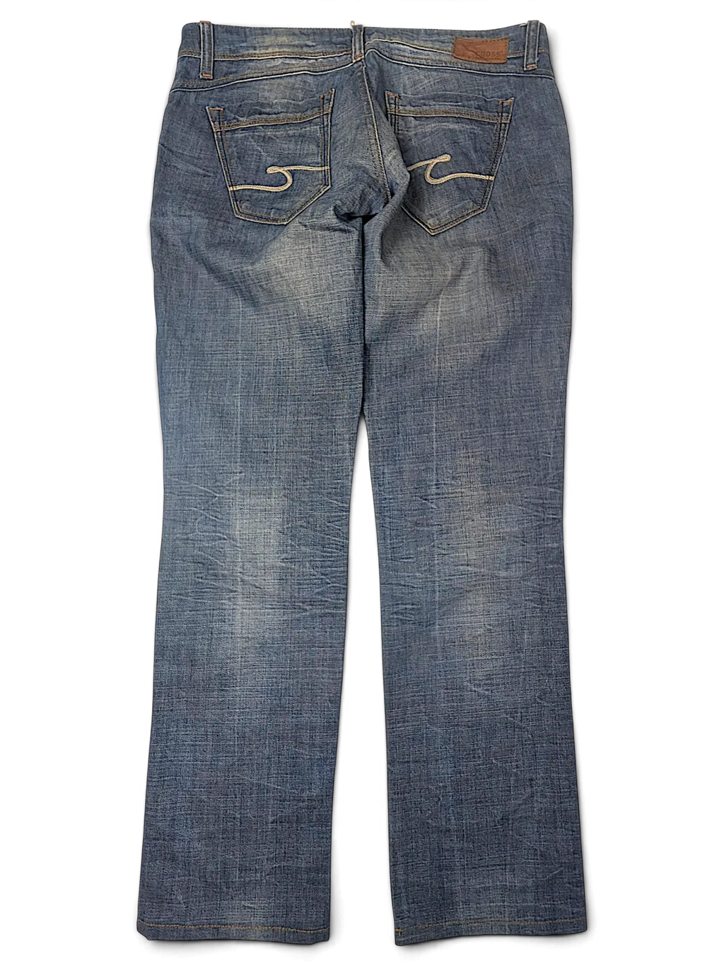 JAKE & IPI Cross Jeanswear co blue denim jeans with back pocket embroidery and faded wash finish