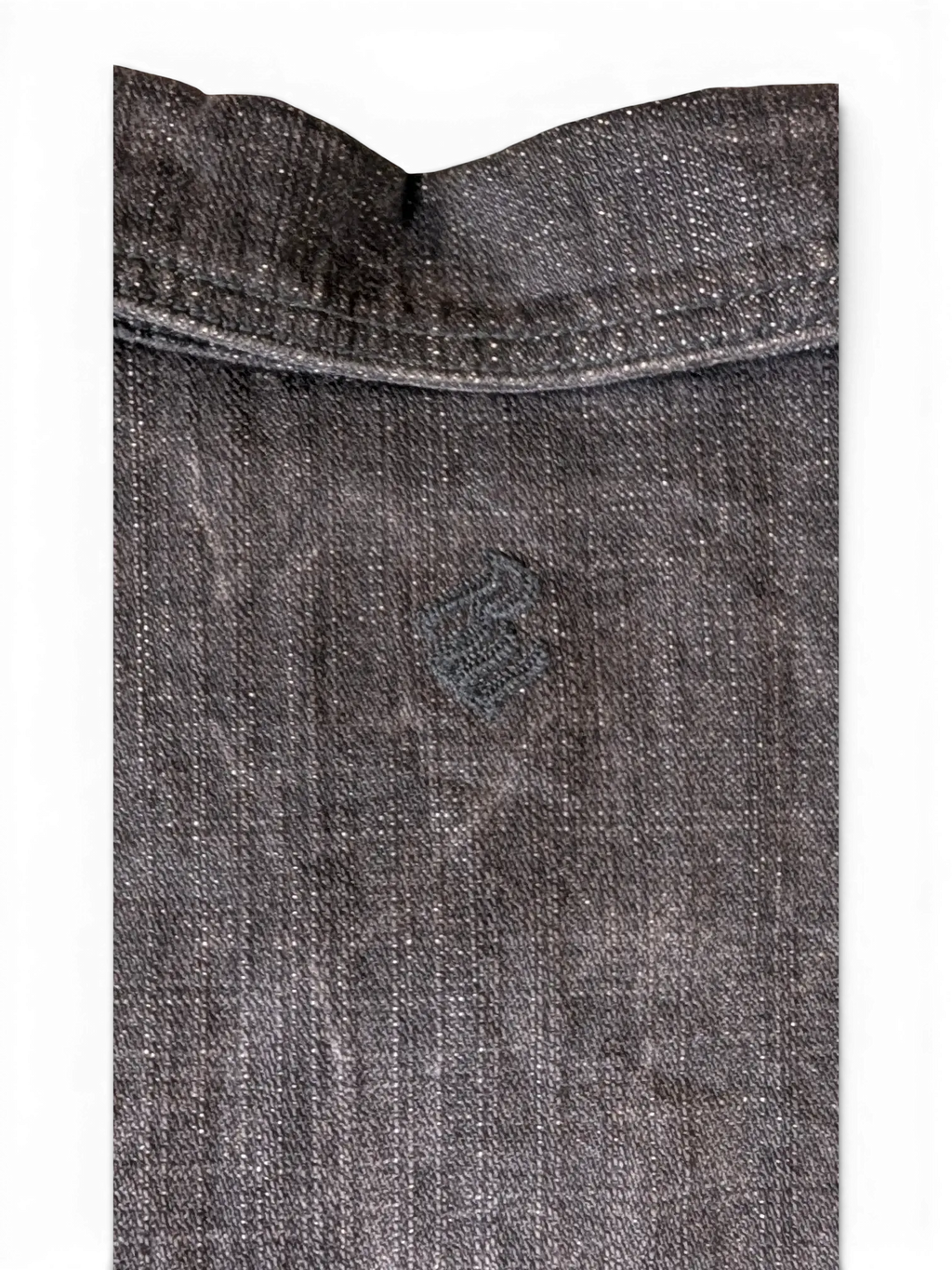 JAKE & IPI dark grey denim jacket with subtle sparkle detail and embroidered logo.