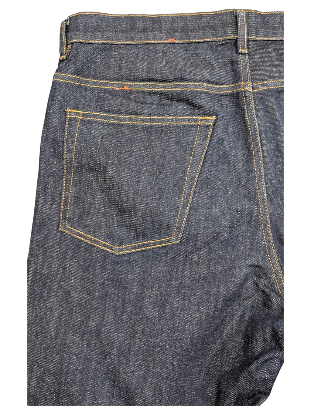 JAKE & IPI dark wash denim jeans with classic 5-pocket styling and contrast stitching. W34 L32.