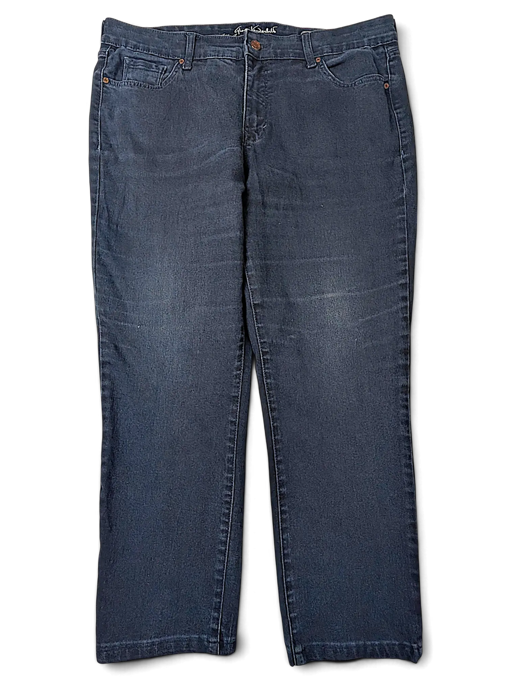 JAKE & IPI Gloria Vanderbilt Missy Bridget dark wash slim leg denim jeans with classic five-pocket styling.