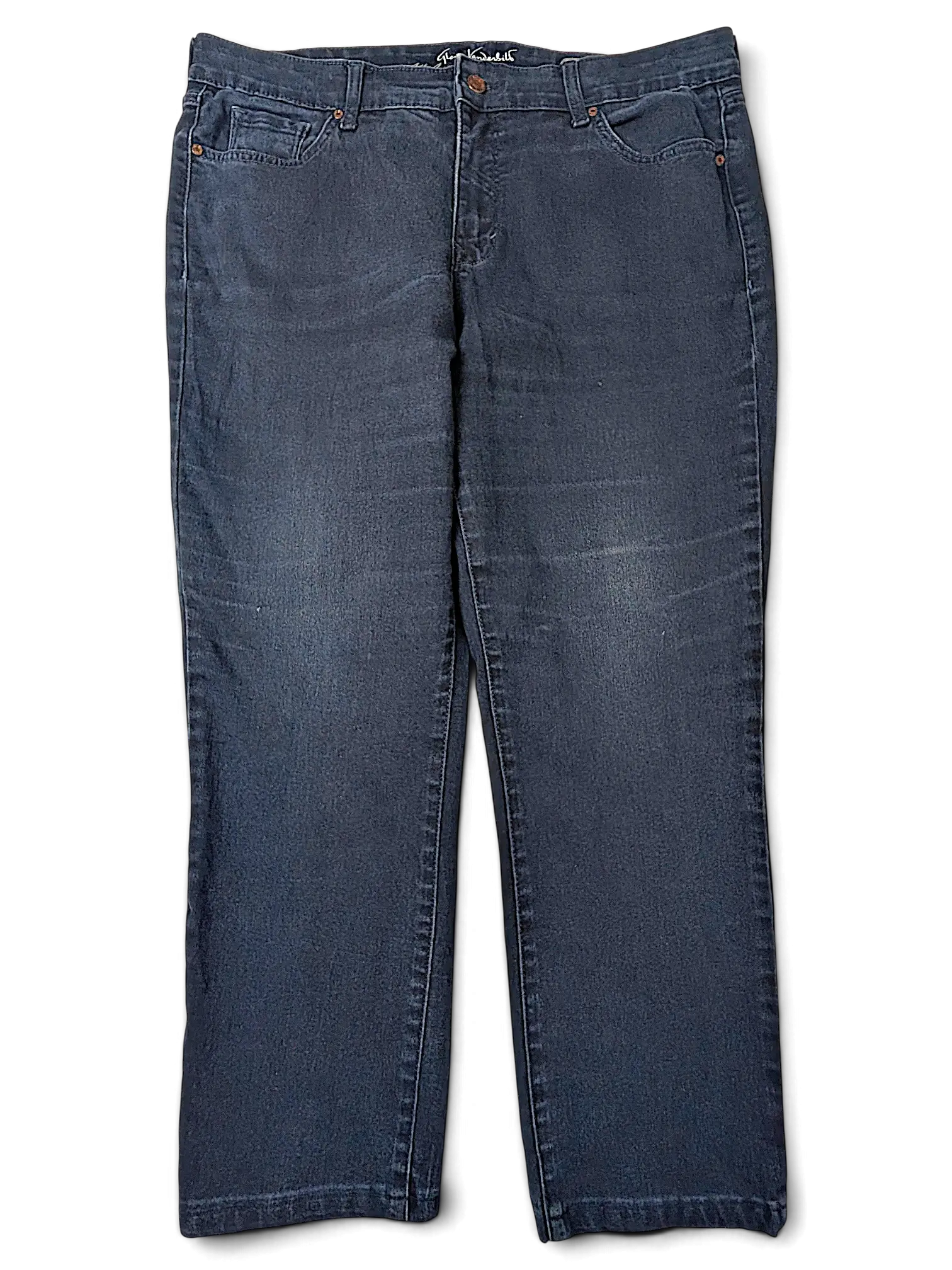 JAKE & IPI Gloria Vanderbilt Missy Bridget dark wash slim leg denim jeans with classic five-pocket styling.