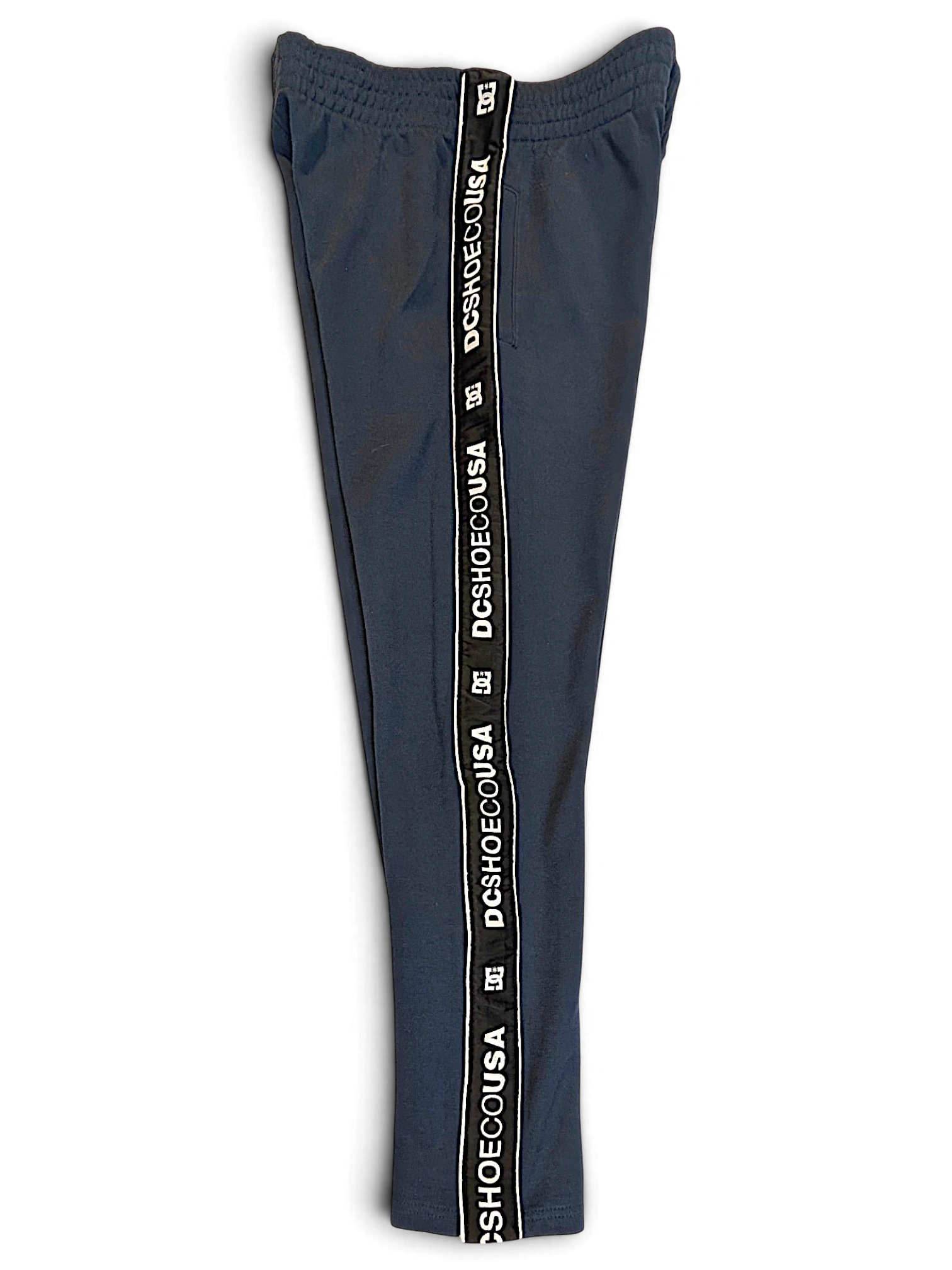 JAKE & IPI pre-owned DC dark grey track pants with branded side tape and a relaxed straight-leg fit.