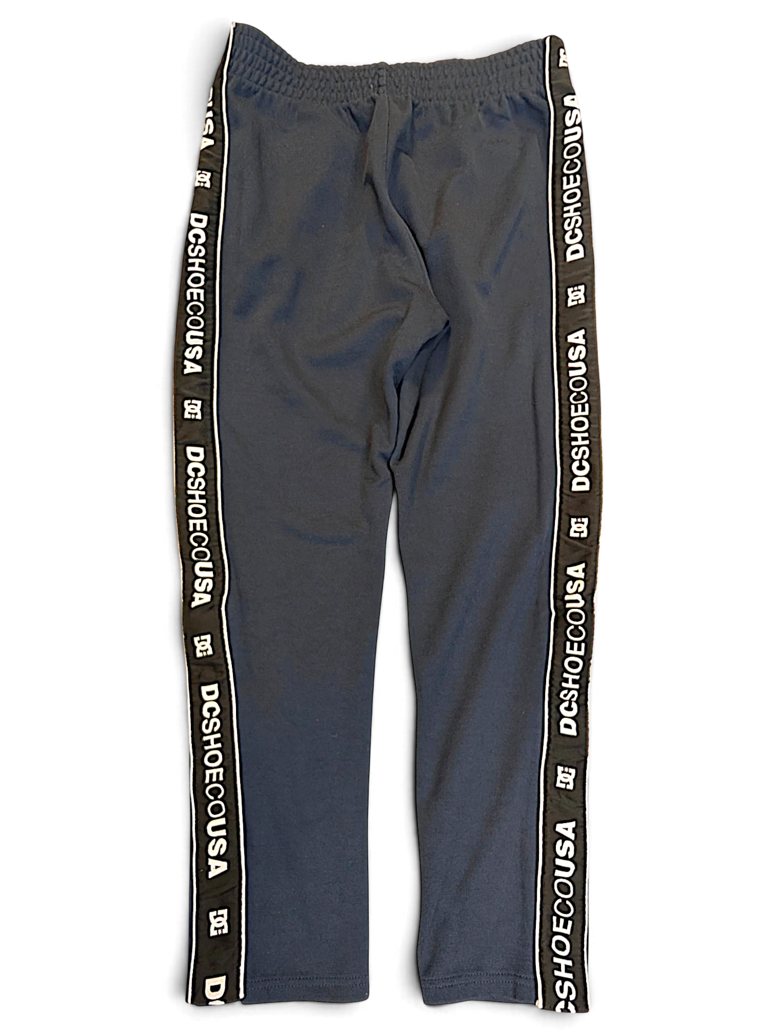 JAKE & IPI pre-owned dark grey DC track pants with branded logo side tape and a relaxed straight-leg fit.