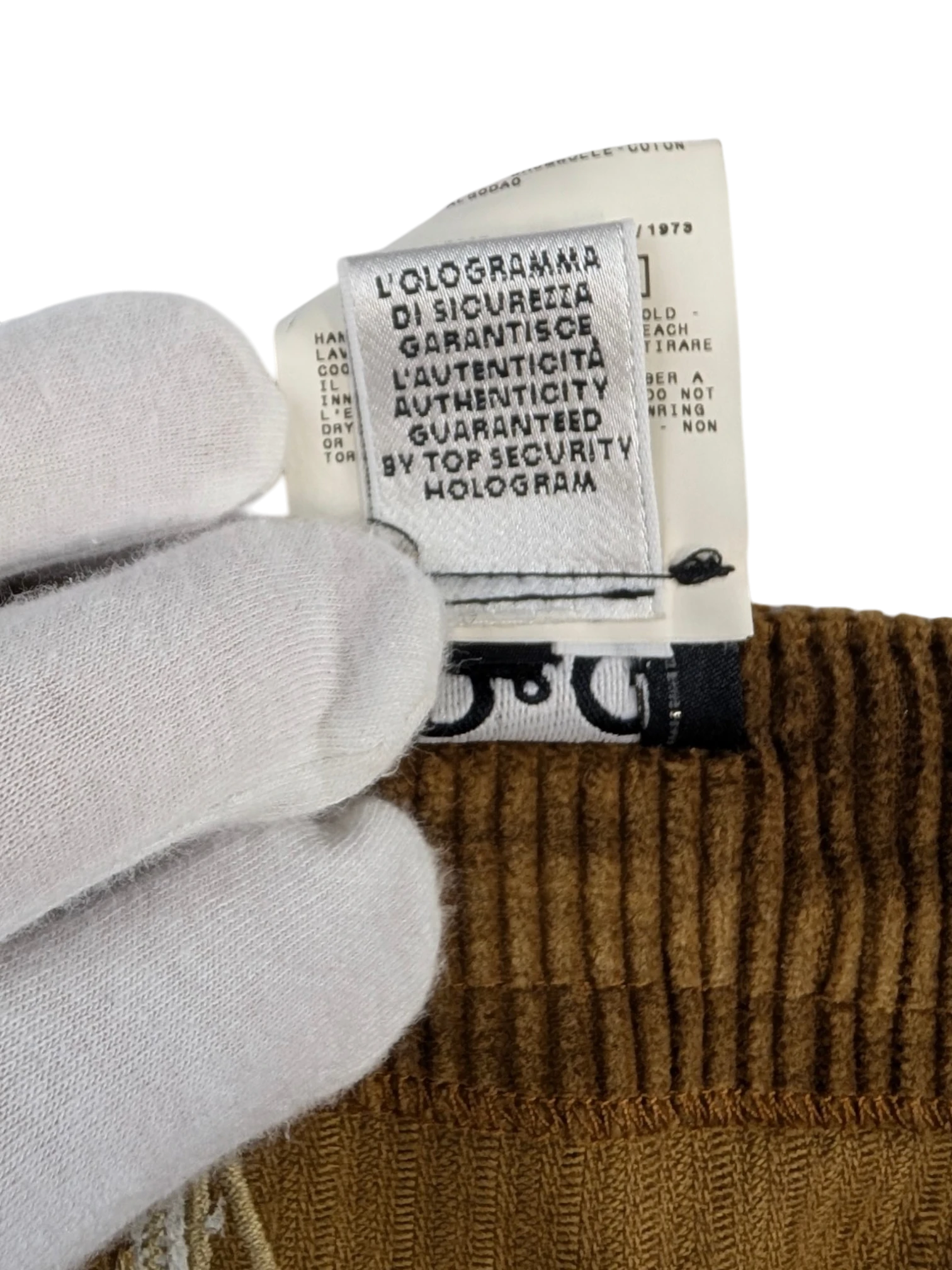JAKE & IPI D&G Dolce & Gabbana brown corduroy mini skirt with tonal appliqué panels and contrast stitching. Y2K archival piece.