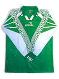 JAKE & IPI deadstock 1990s Diadora Grit green and white long-sleeve football jersey, front view