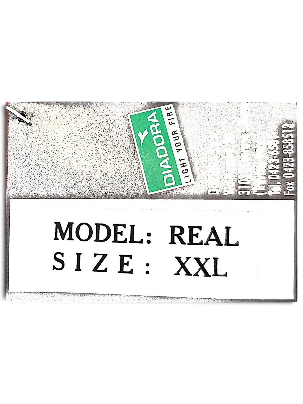 JAKE & IPI Diadora product tag showing Real model and size XXL