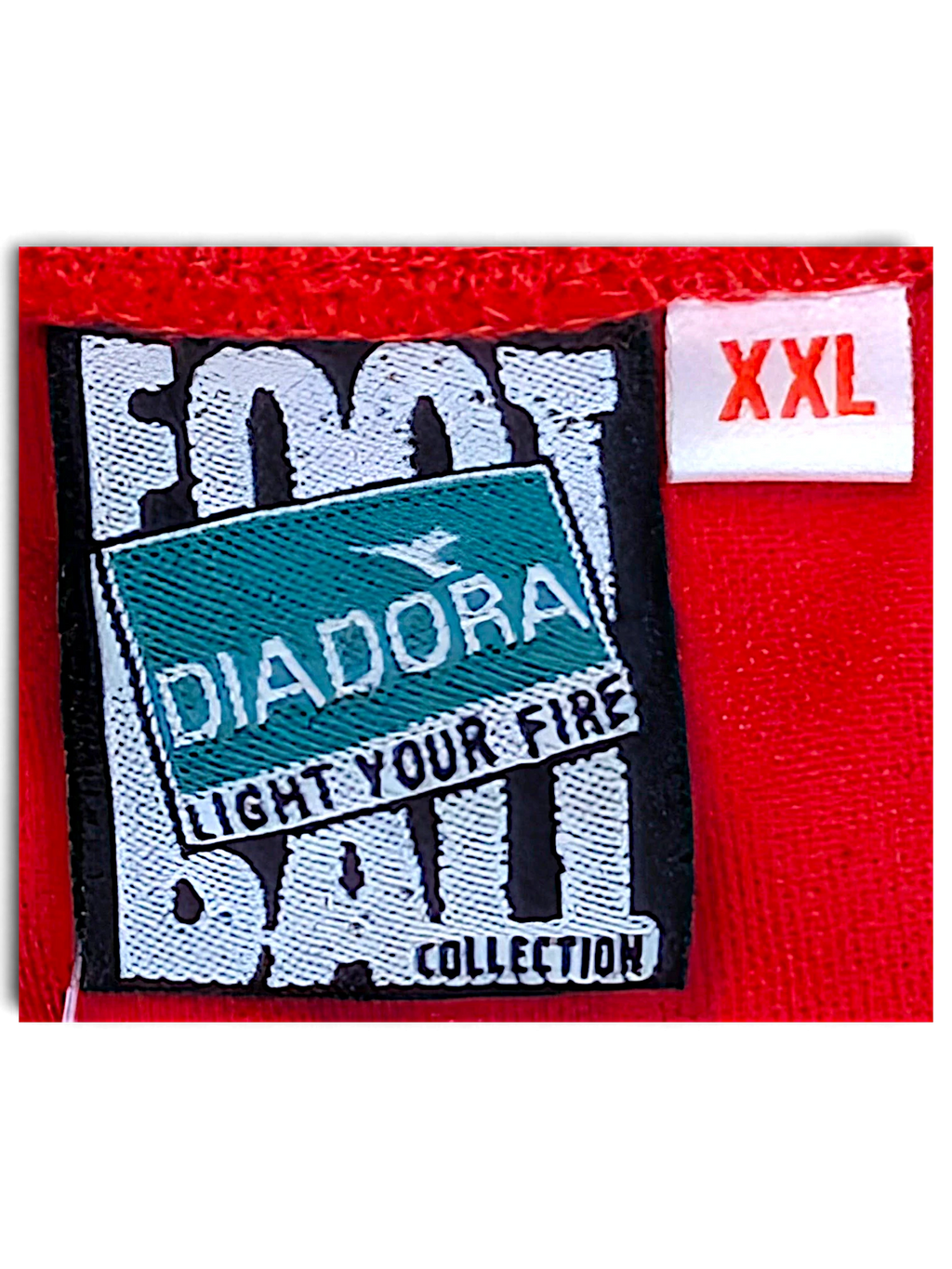 JAKE & IPI Diadora Light Your Fire Football Collection neck label, model Grit, size XXL