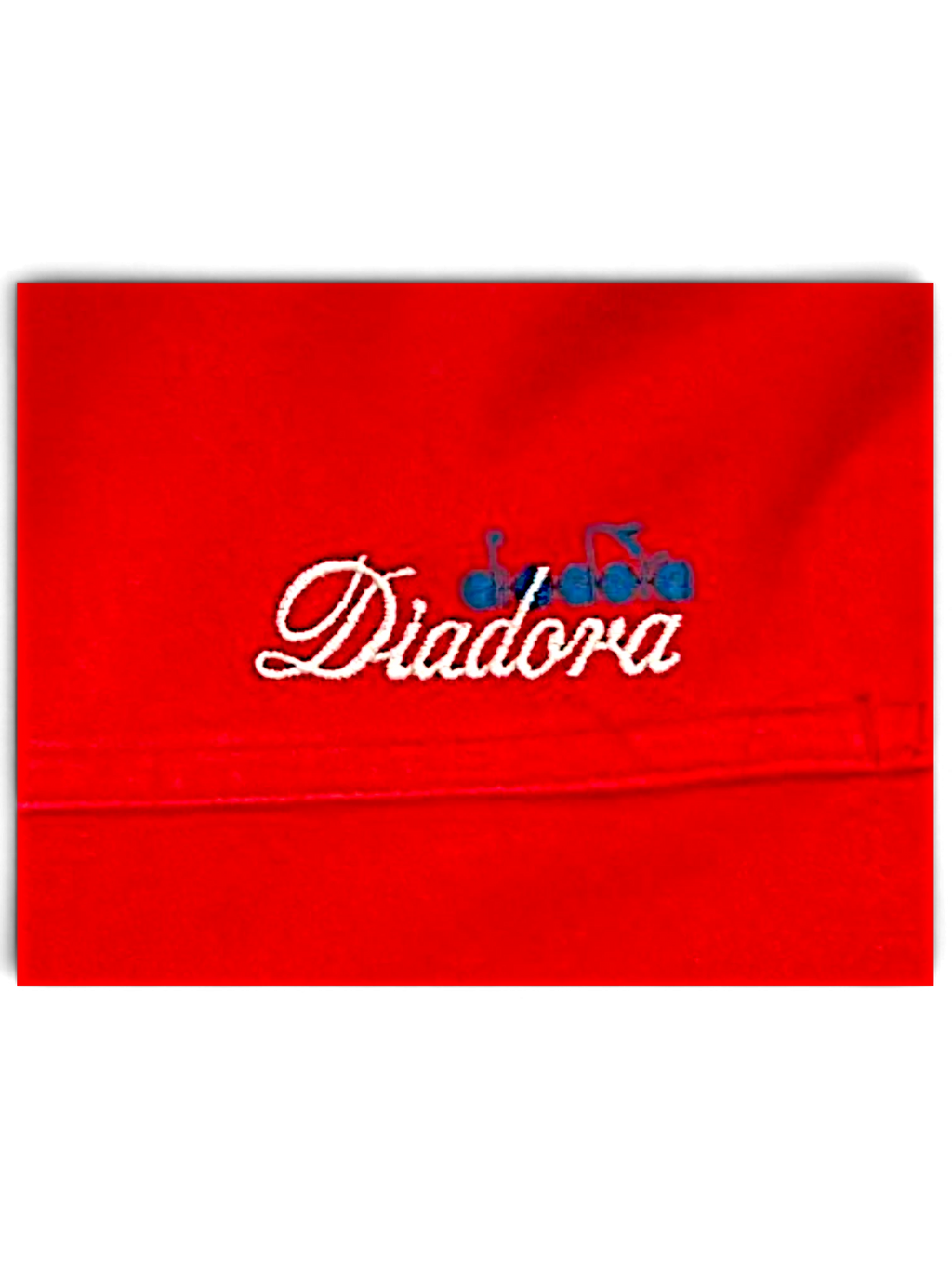 JAKE & IPI pre-owned red Diadora track pants featuring white and blue embroidered logo detail