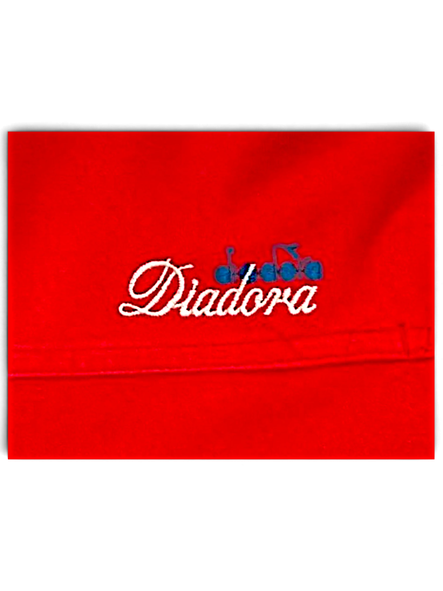 JAKE & IPI pre-owned red Diadora track pants featuring white and blue embroidered logo detail