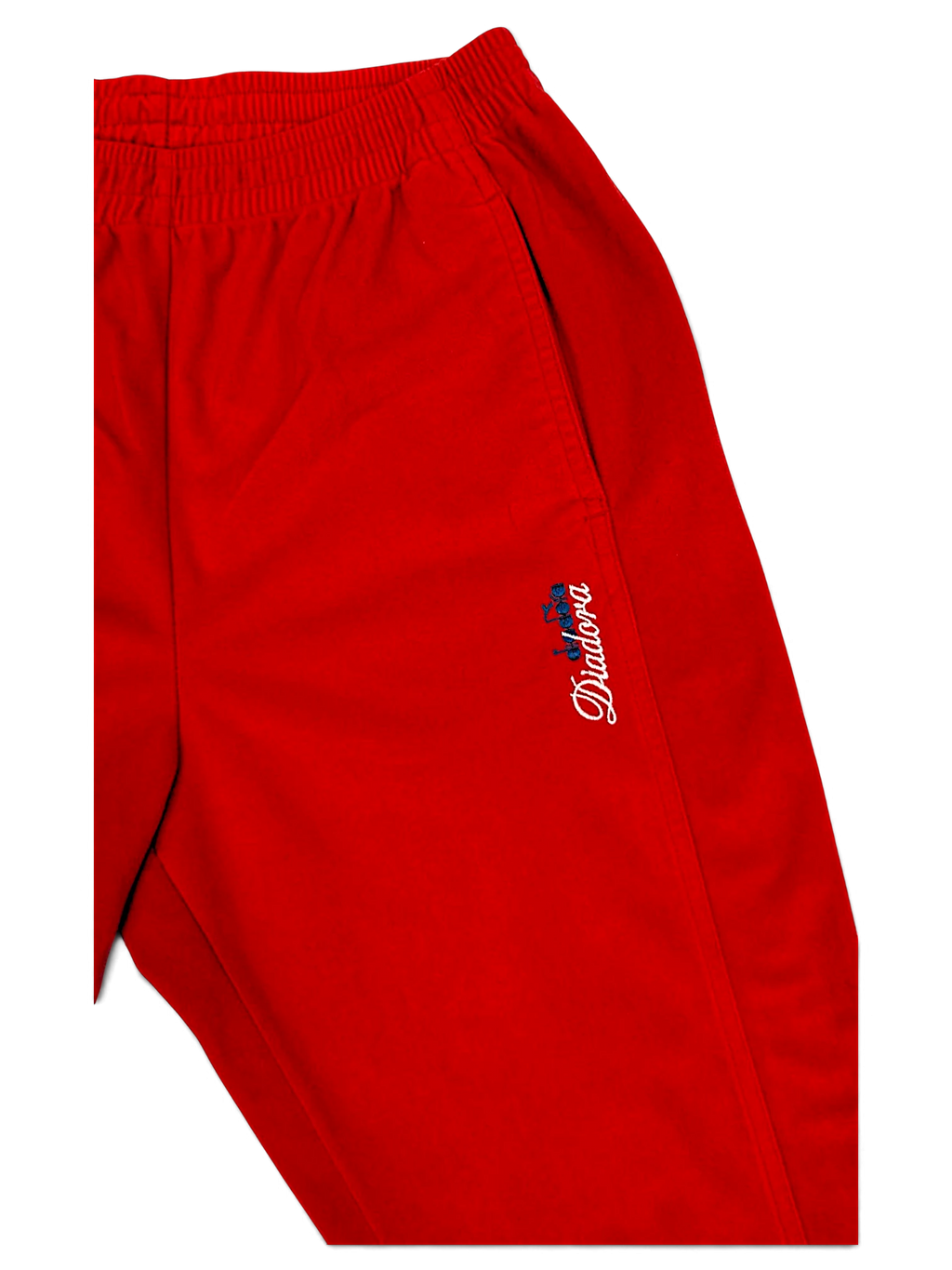 JAKE & IPI pre-owned red Diadora track pants with elastic waistband and embroidered logo detail