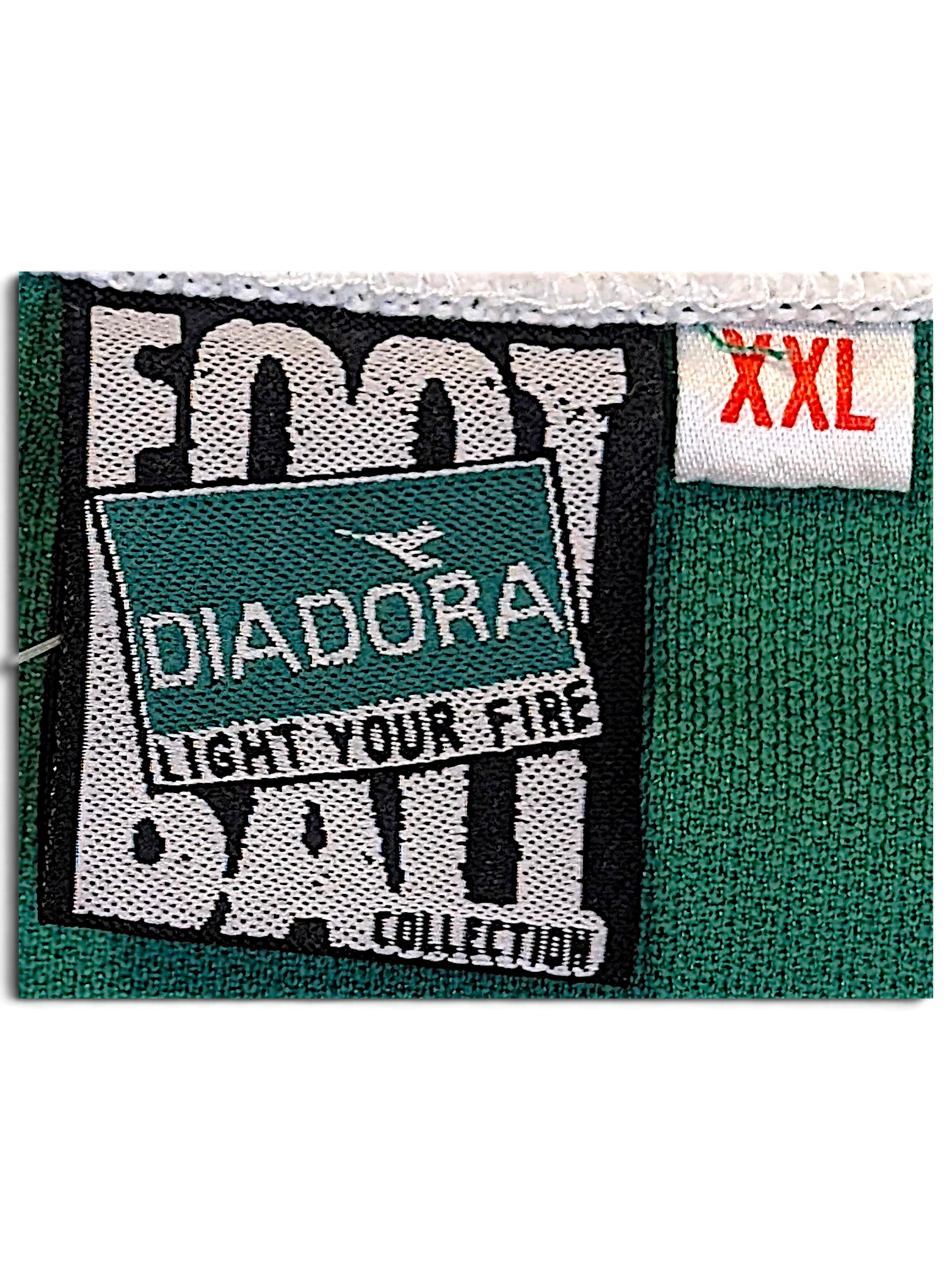JAKE & IPI Diadora Light Your Fire Football Collection neck label, model Roma, size XXL