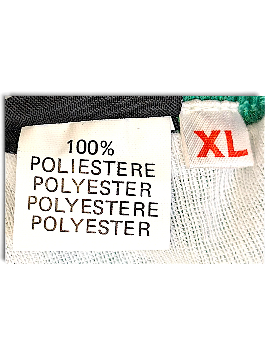 JAKE & IPI Diadora Real football shorts composition label showing 100% polyester