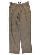 JAKE & IPI pre-owned Dickies grey plaid pleated trousers with a relaxed leg fit and front button closure.