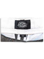 JAKE & IPI Dickies brand label and W28 size tag inside grey plaid pleated trousers