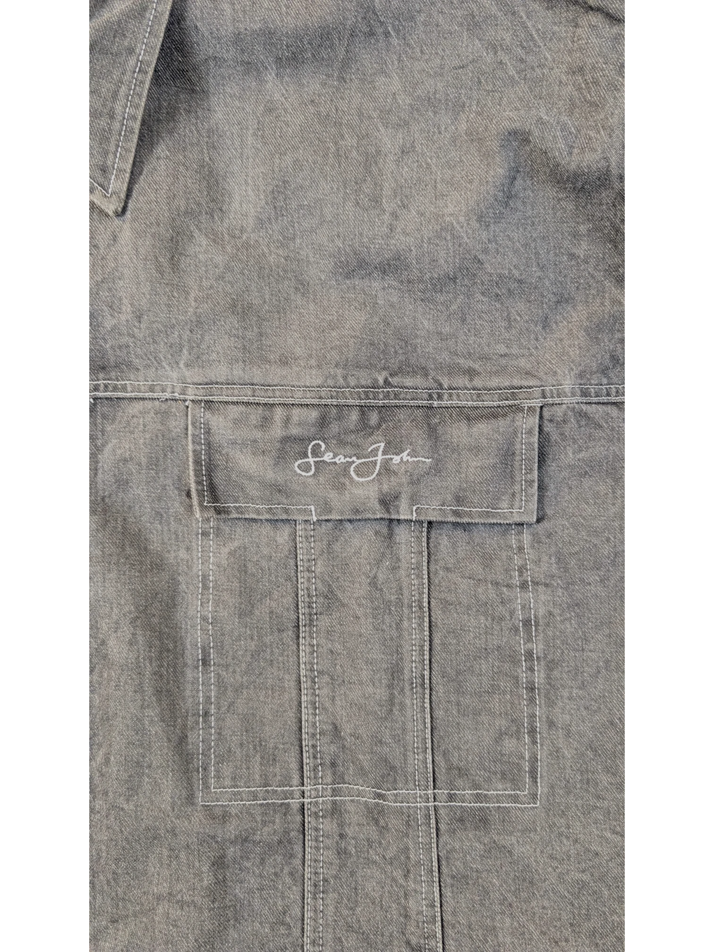 JAKE & IPI Diddy denim jacket in grey with embroidered Sean John logo on chest pocket.