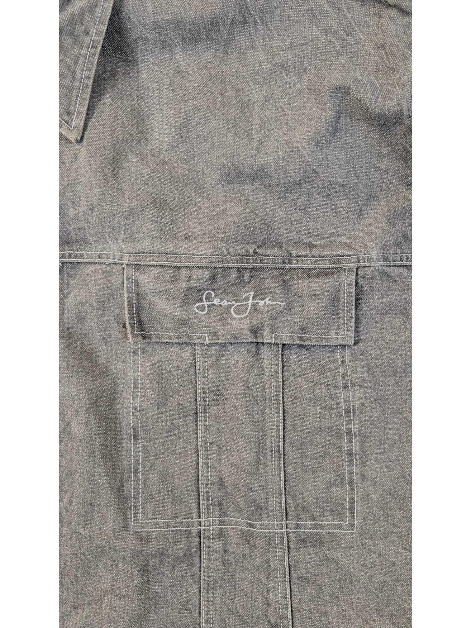 JAKE & IPI Diddy denim jacket in grey with embroidered Sean John logo on chest pocket.