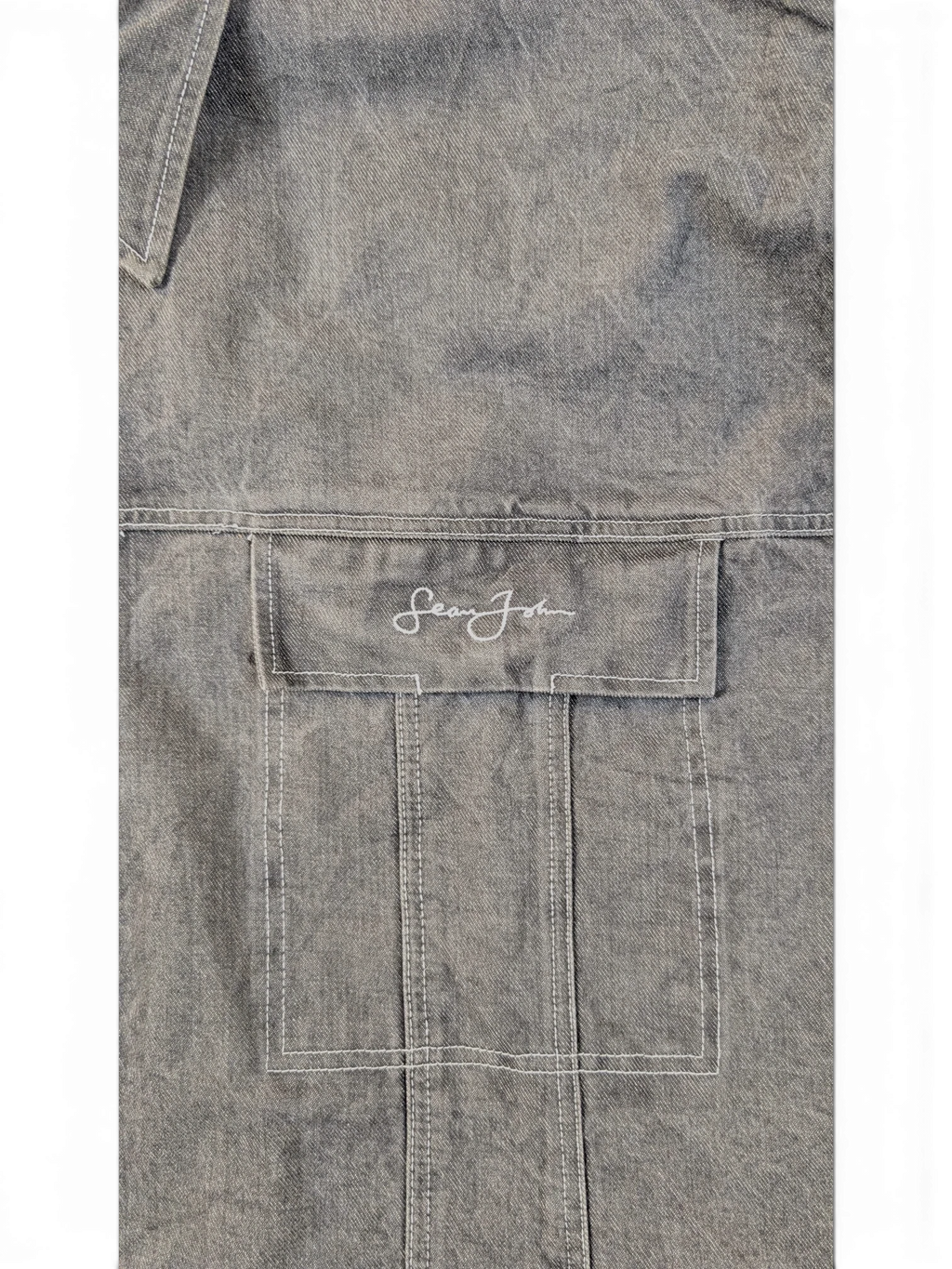 JAKE & IPI Diddy denim jacket in grey with embroidered Sean John logo on chest pocket.