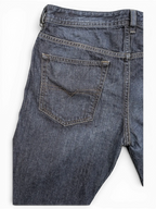 JAKE & IPI dark wash denim jeans, Buster fit, W32 L30, with signature stitching on back pockets.