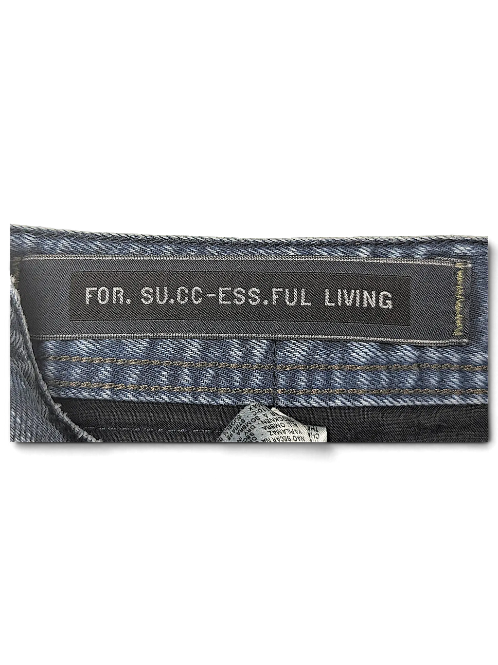 JAKE & IPI Diesel Krayer blue denim jeans interior waistband label with For Successful Living branding