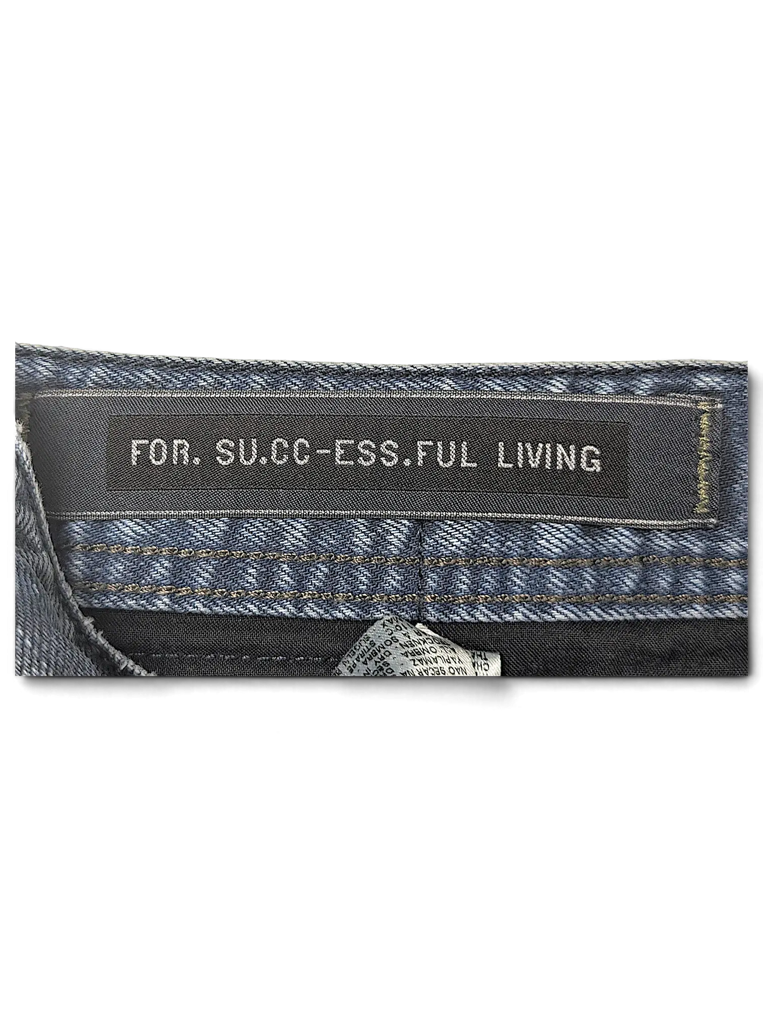 JAKE & IPI Diesel Krayer blue denim jeans interior waistband label with For Successful Living branding