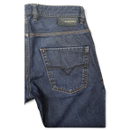 JAKE & IPI Diesel Krooley dark wash denim jeans featuring a classic five-pocket design and leather logo patch.