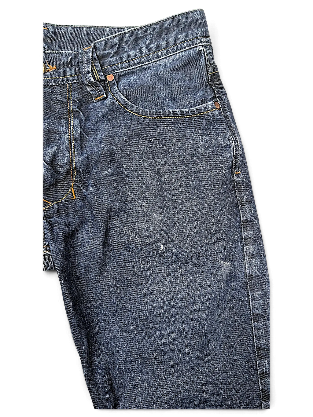 JAKE & IPI Diesel Larkee dark blue denim jeans featuring classic five-pocket construction and contrast stitching.