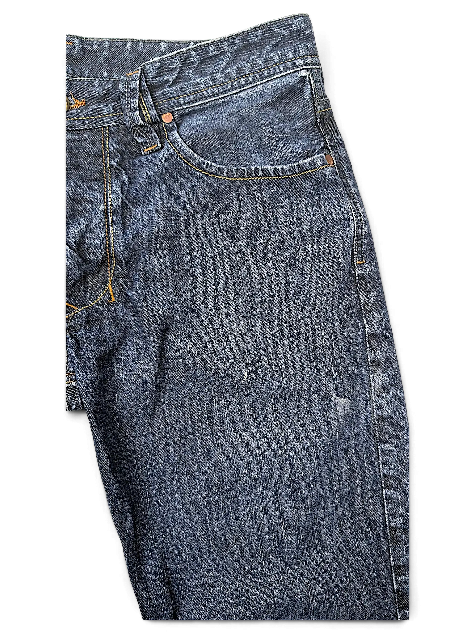 JAKE & IPI Diesel Larkee dark blue denim jeans featuring classic five-pocket construction and contrast stitching.