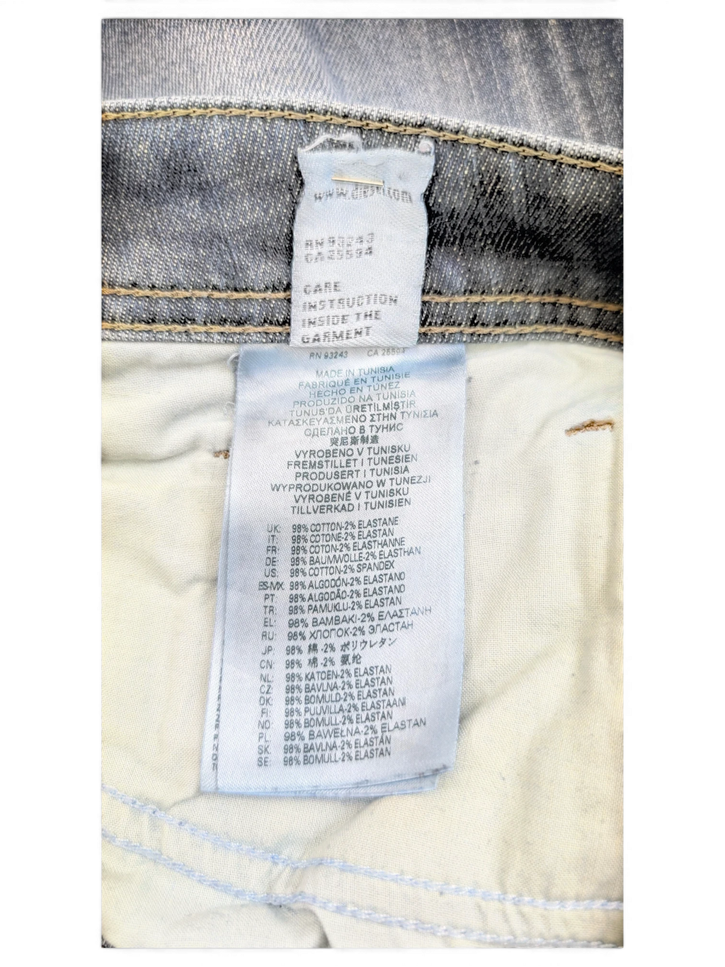 JAKE & IPI Diesel Larkee W38 L32 dark wash denim jeans with 98% cotton and 2% elastane.