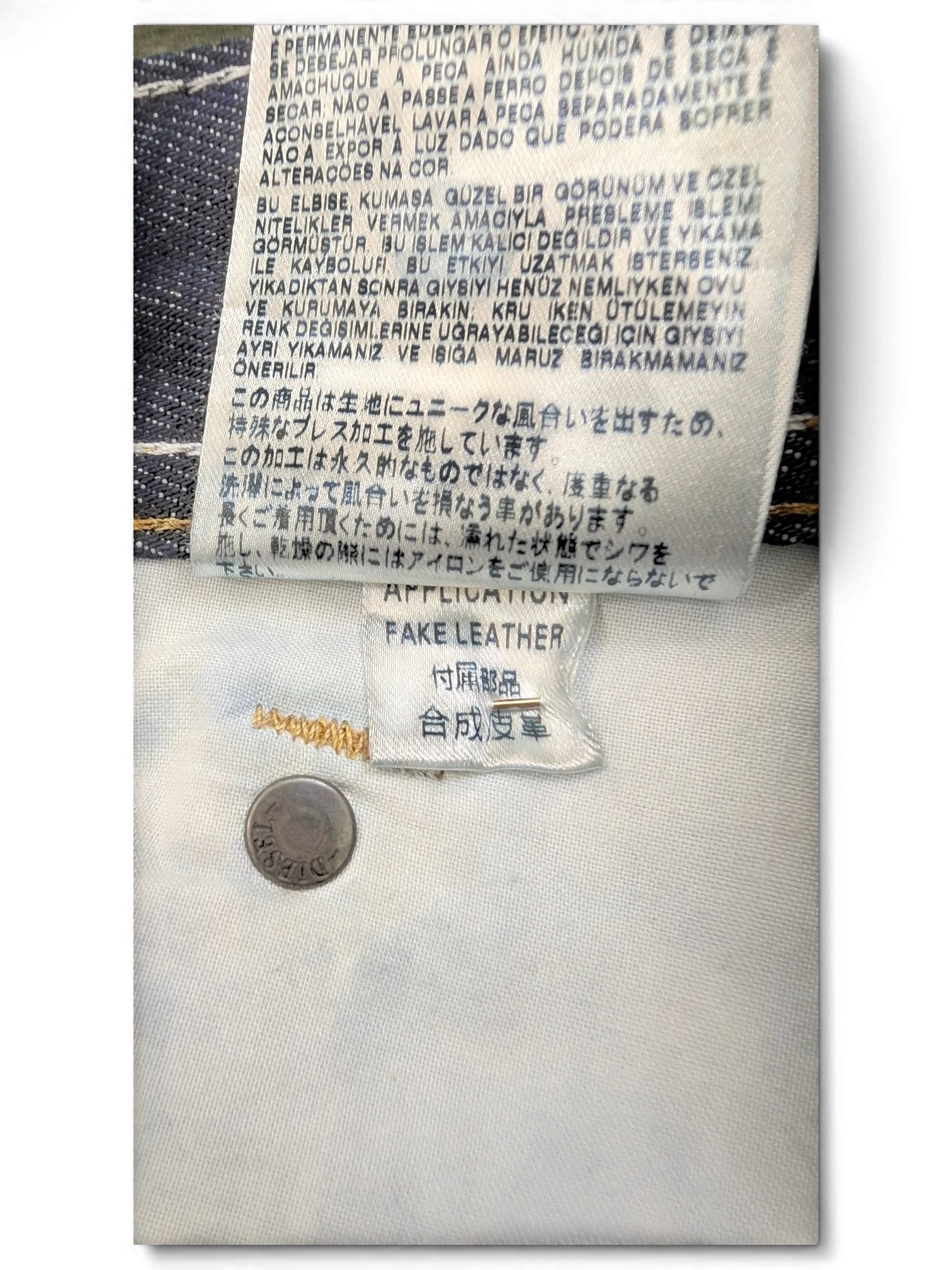 JAKE & IPI Diesel Larkee jeans with fake leather patch detail. Dark wash denim.