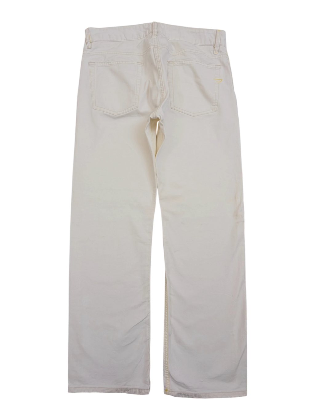 JAKE & IPI Diesel Rabox off-white denim jeans, W34 L32, with yellow stitching and classic pocket design.
